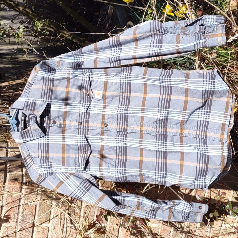 Carhartt relaxed fit S plaid button down NWOT
